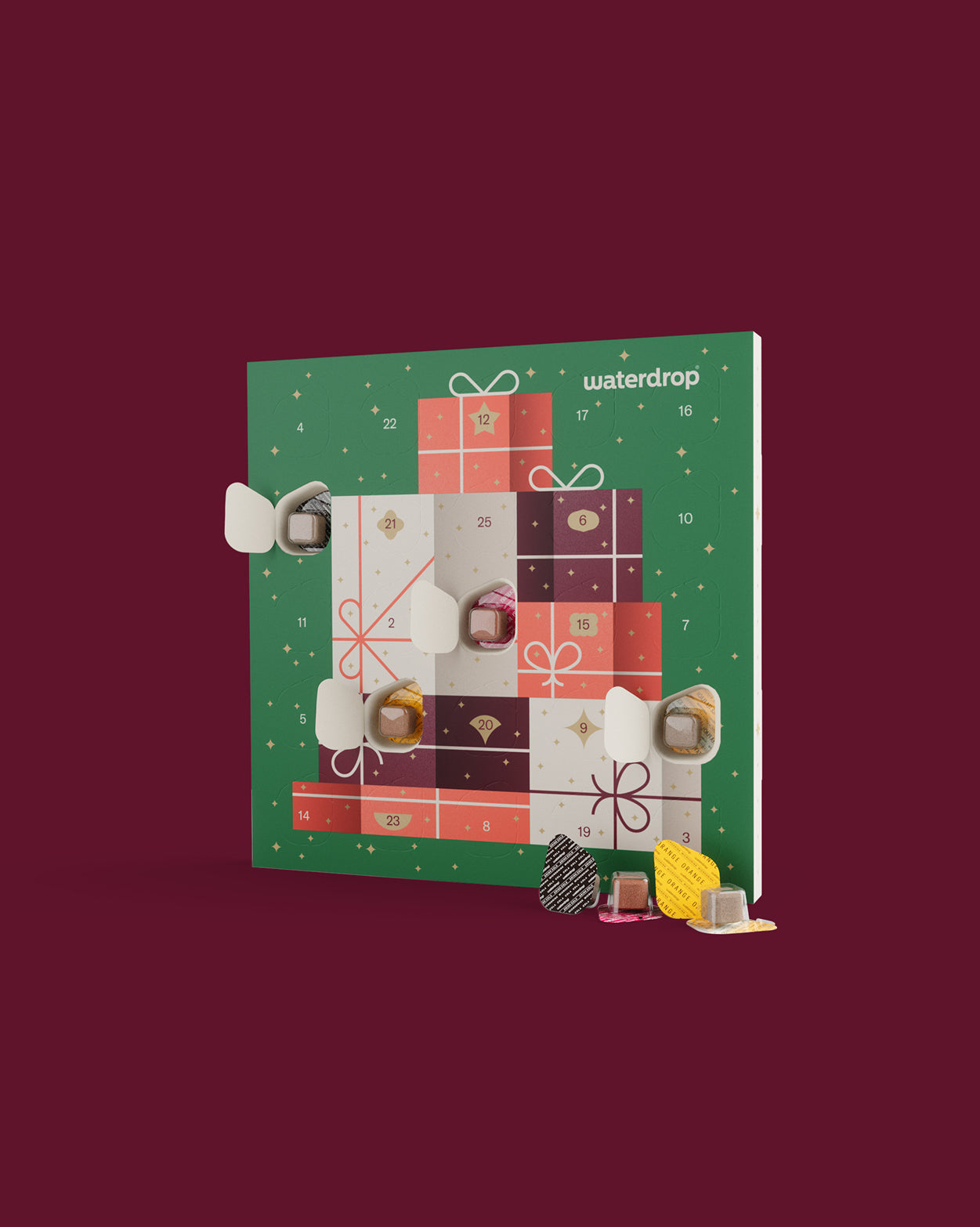 Advent Calendar Small with waterdrop® microdrink cubes displayed.