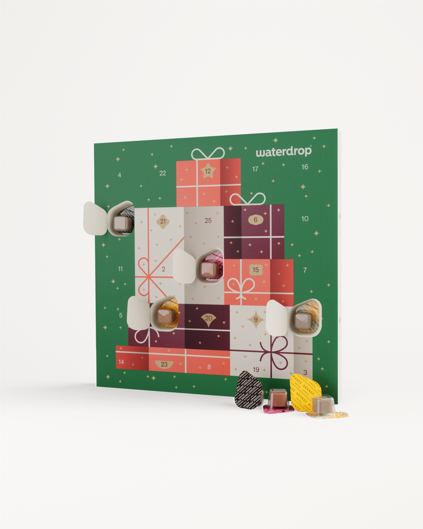Advent Calendar Small with opened microdrink cube doors.