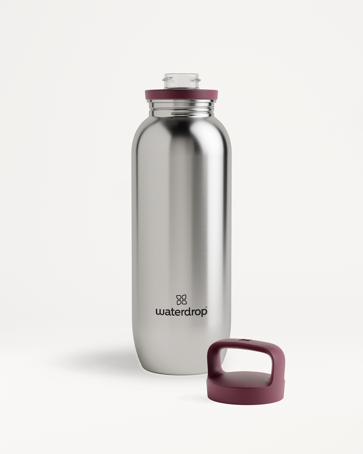 All-Purpose Ultralight Bottle with Spout Lid, silver, red handle.
