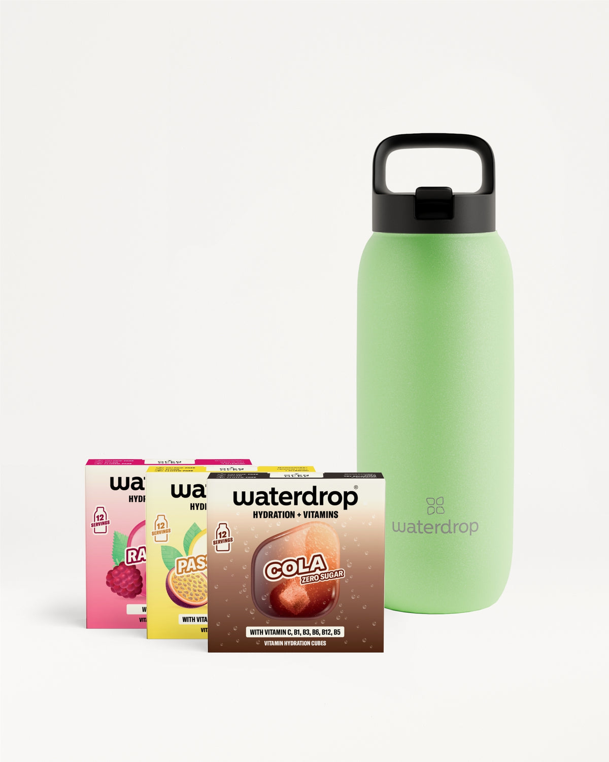 All-Purpose Thermo Microdrink Set with flavored hydration cubes.