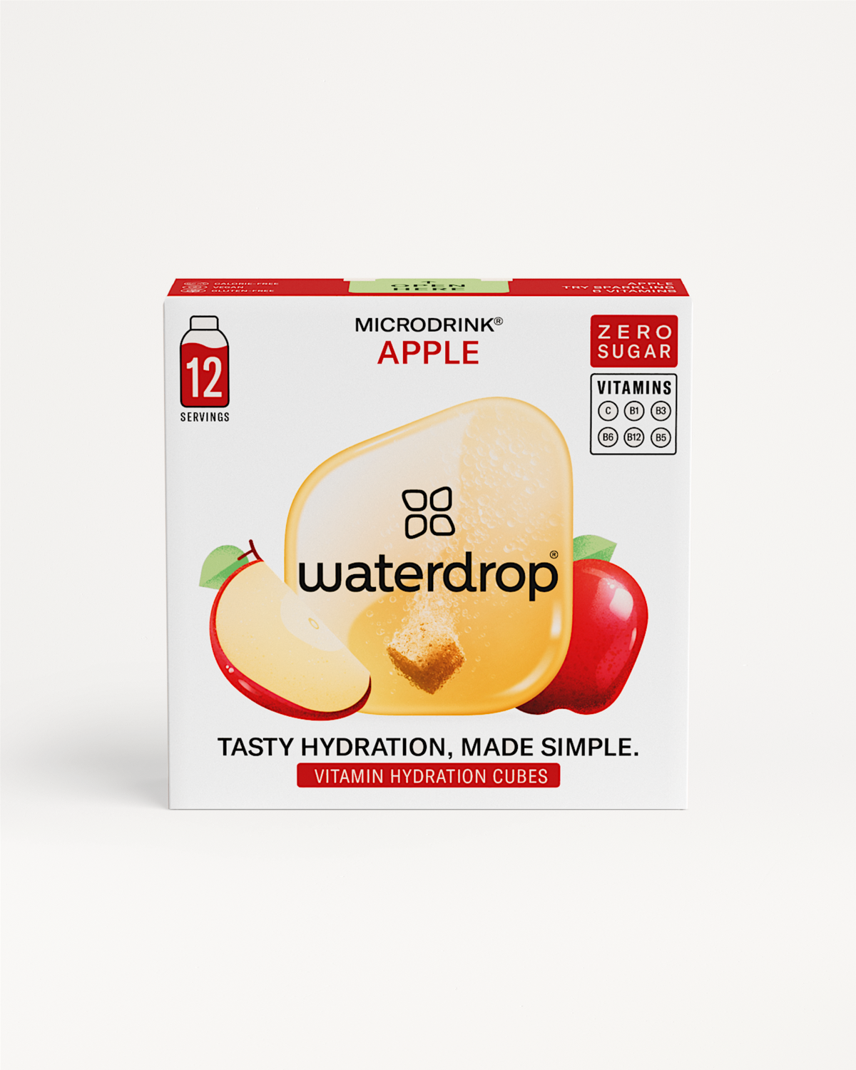 APPLE Microdrink: 12 sugar-free vitamin cubes for hydration.