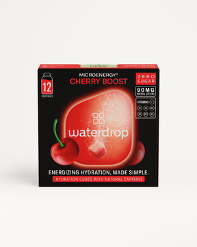 CHERRY BOOST hydration cubes with zero sugar and natural caffeine.