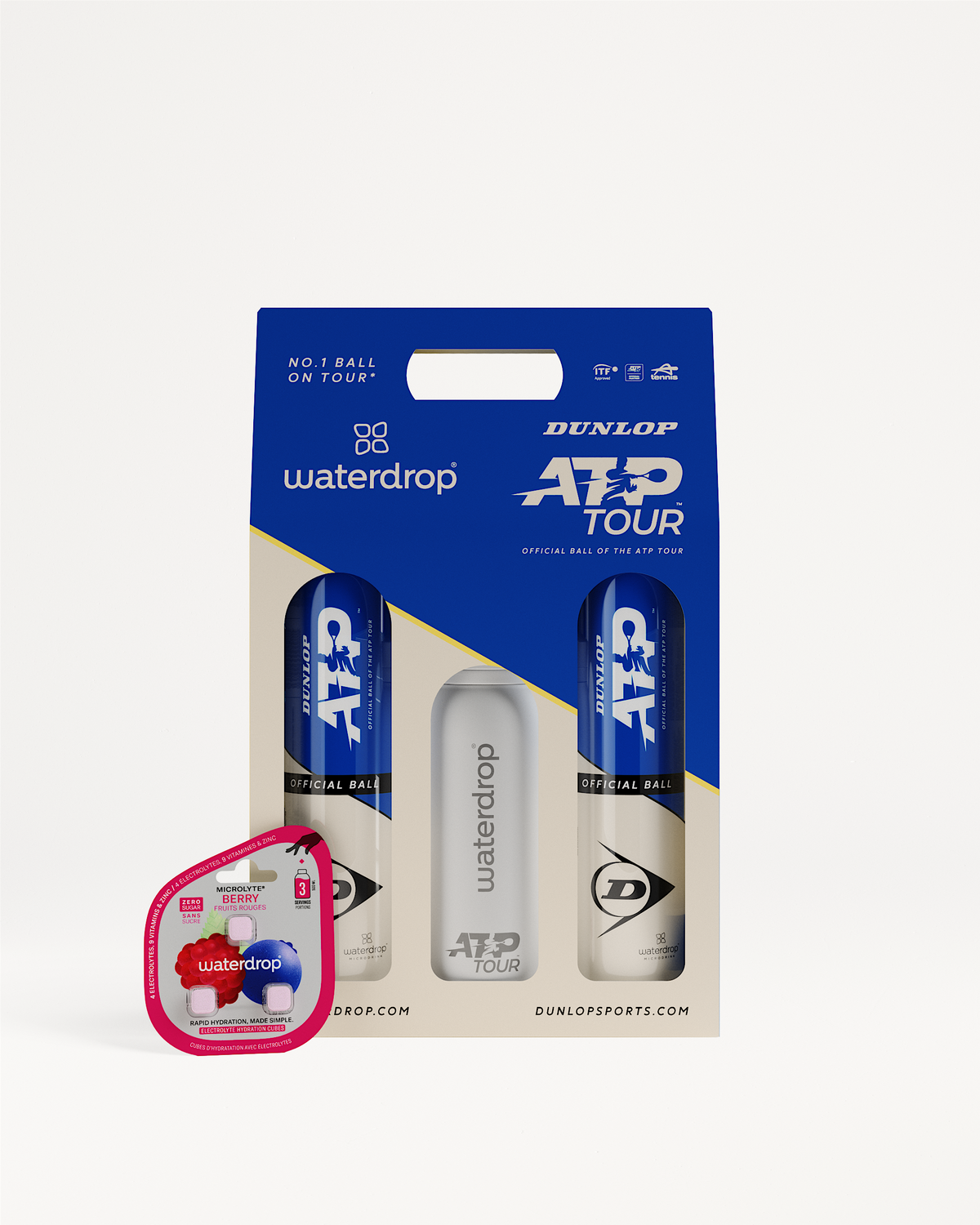 Dunlop TriPack ATP Tour gift set with hydration cubes.