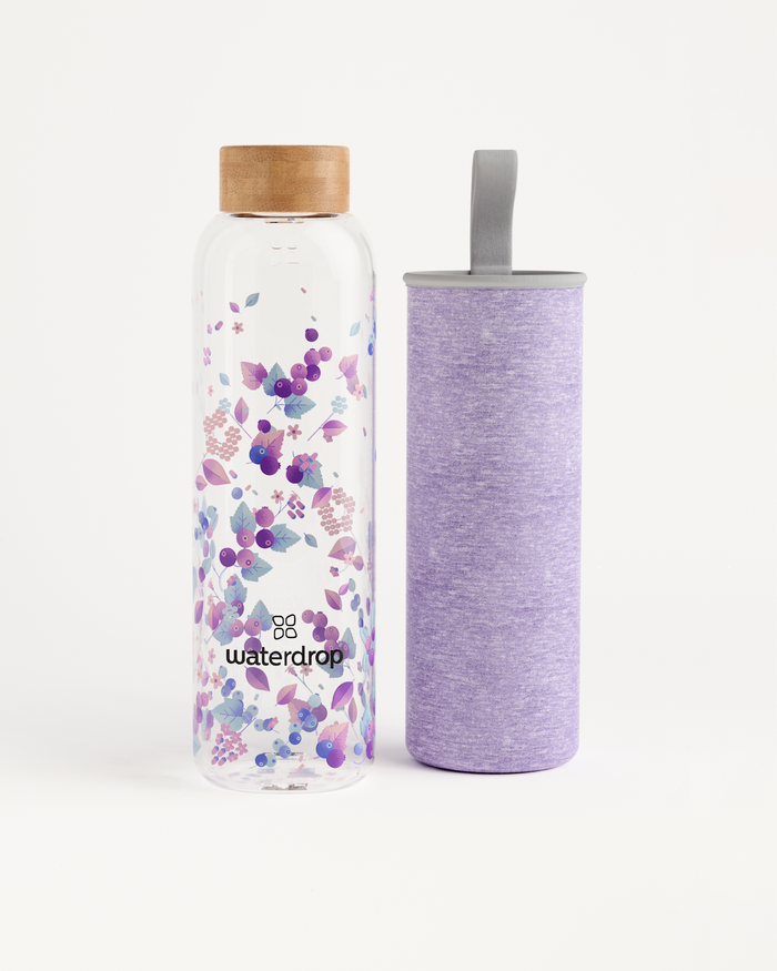 Edition Glass water bottle, eco-friendly borosilicate design.