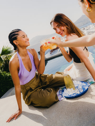 ICE TEA Set 3-Pack beside poolside toast.