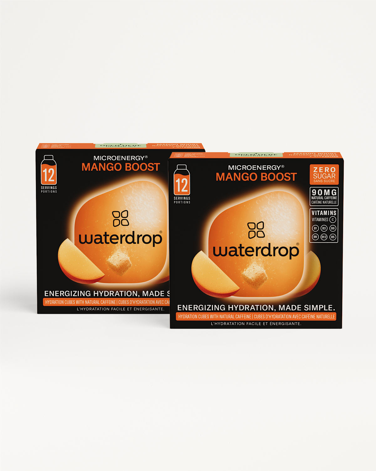Microenergy BOOST Twin Pack: two boxes of Mango Boost hydration cubes.