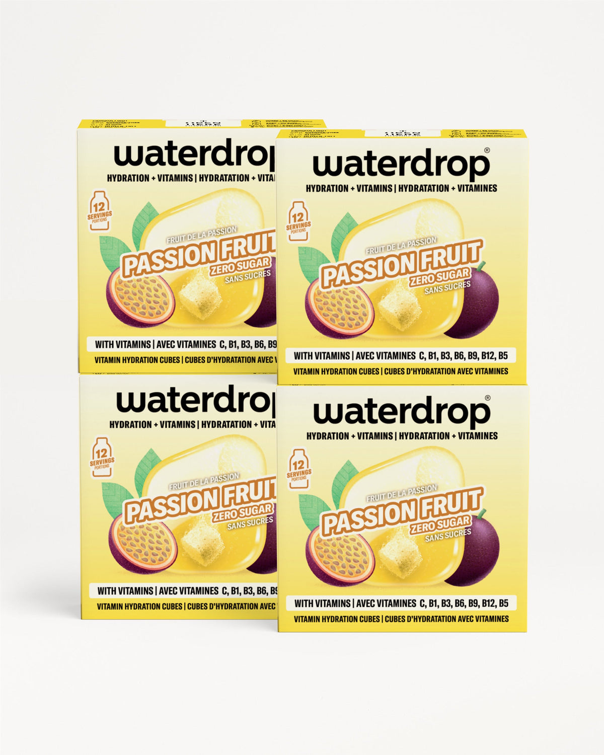 Microdrink 3+1 Set: Passion Fruit vitamin hydration cubes, zero sugar.