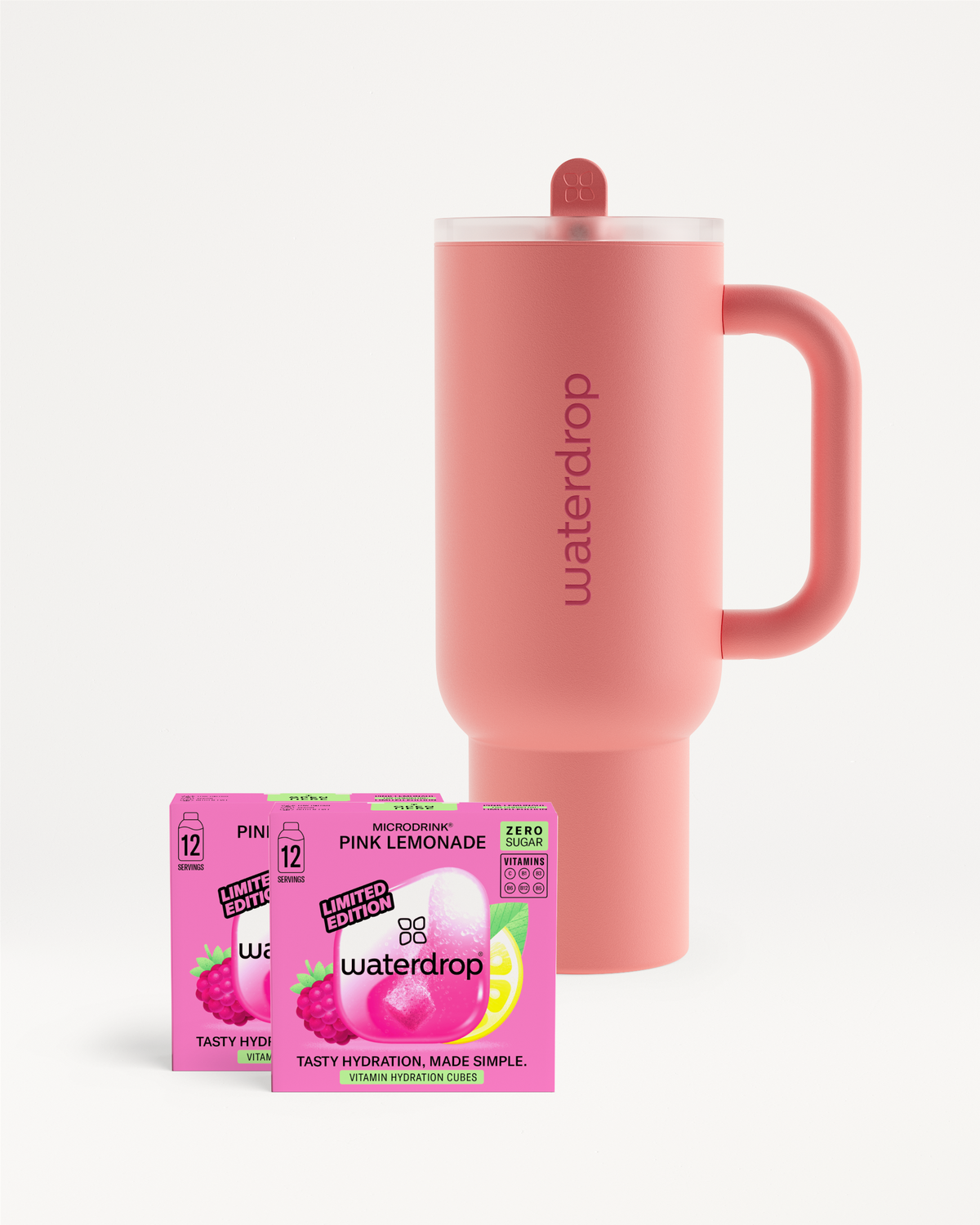 Explorer Set pink mug with lid for pink lemonade.