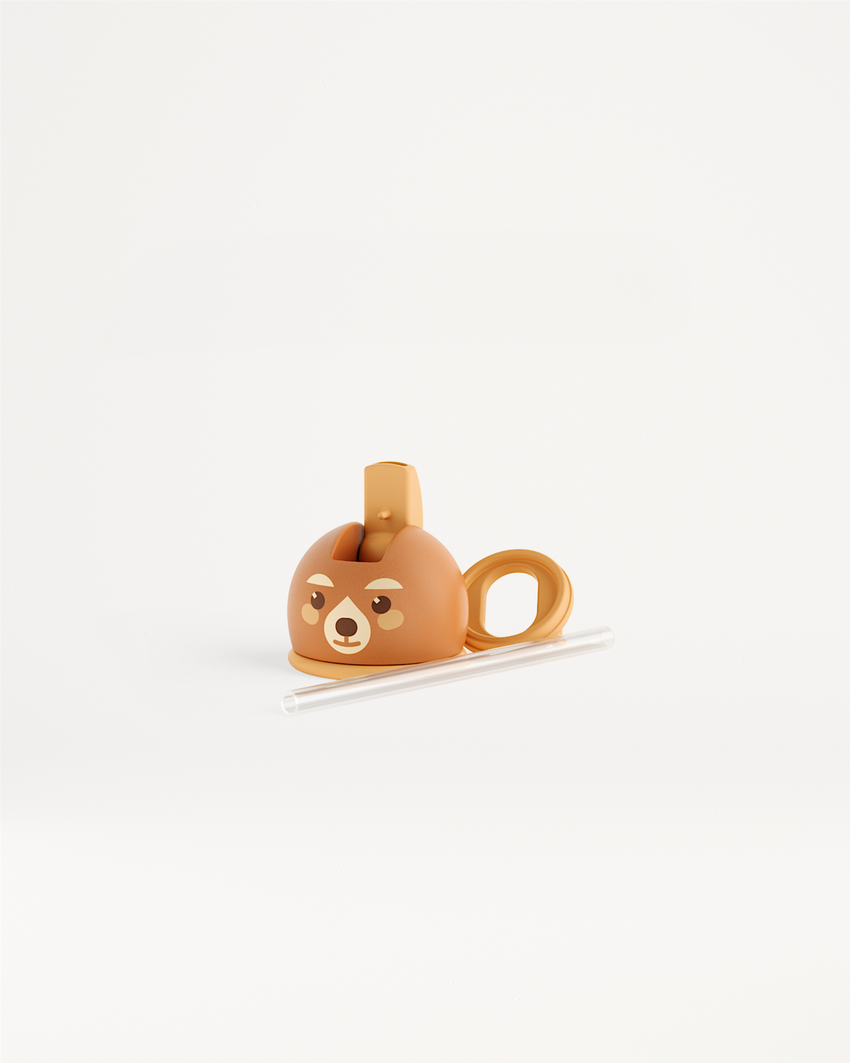 Toddler Straw Cap with bear-face pencil sharpener design.
