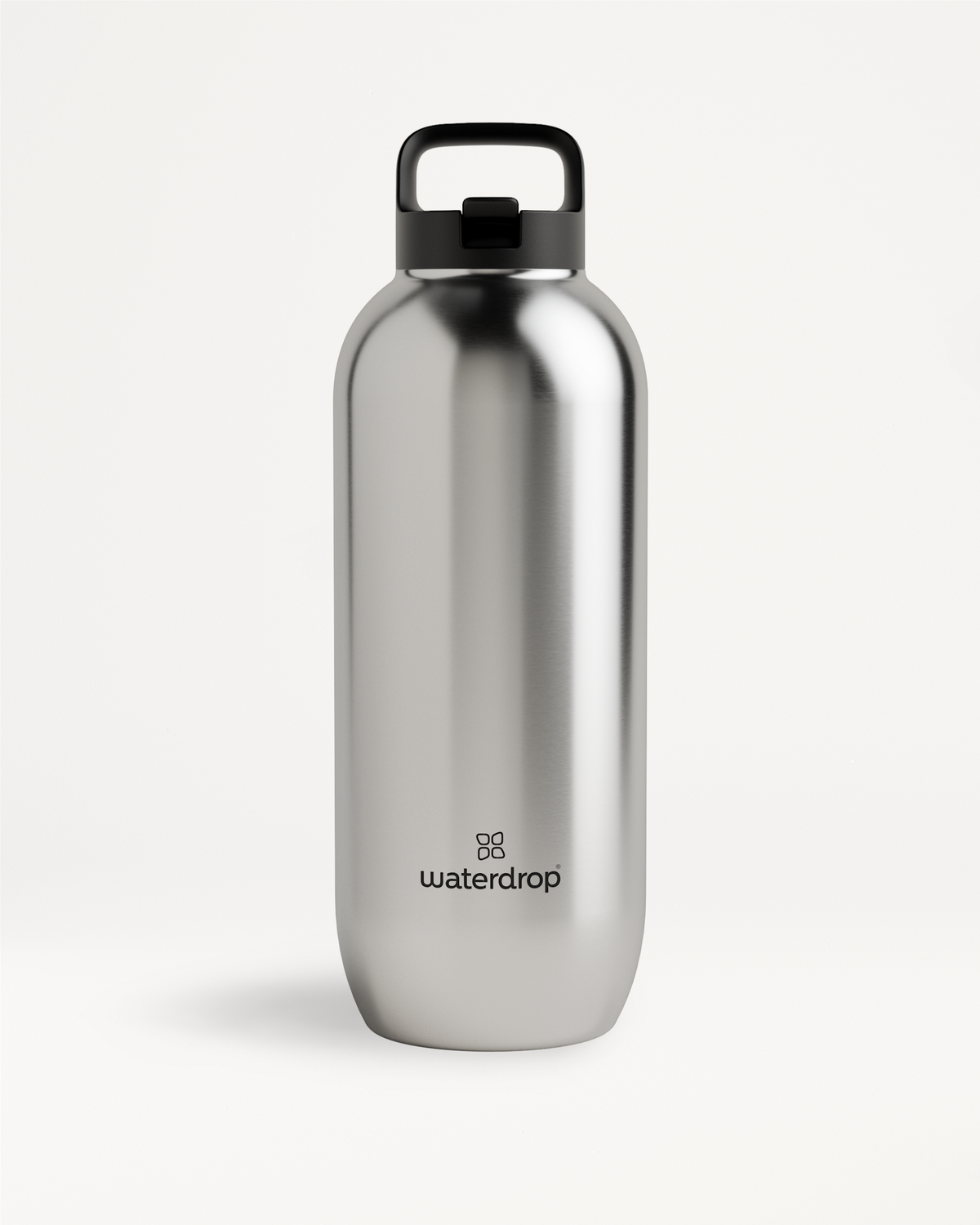 All-Purpose Thermo Straw Lid water bottle, brushed stainless steel.