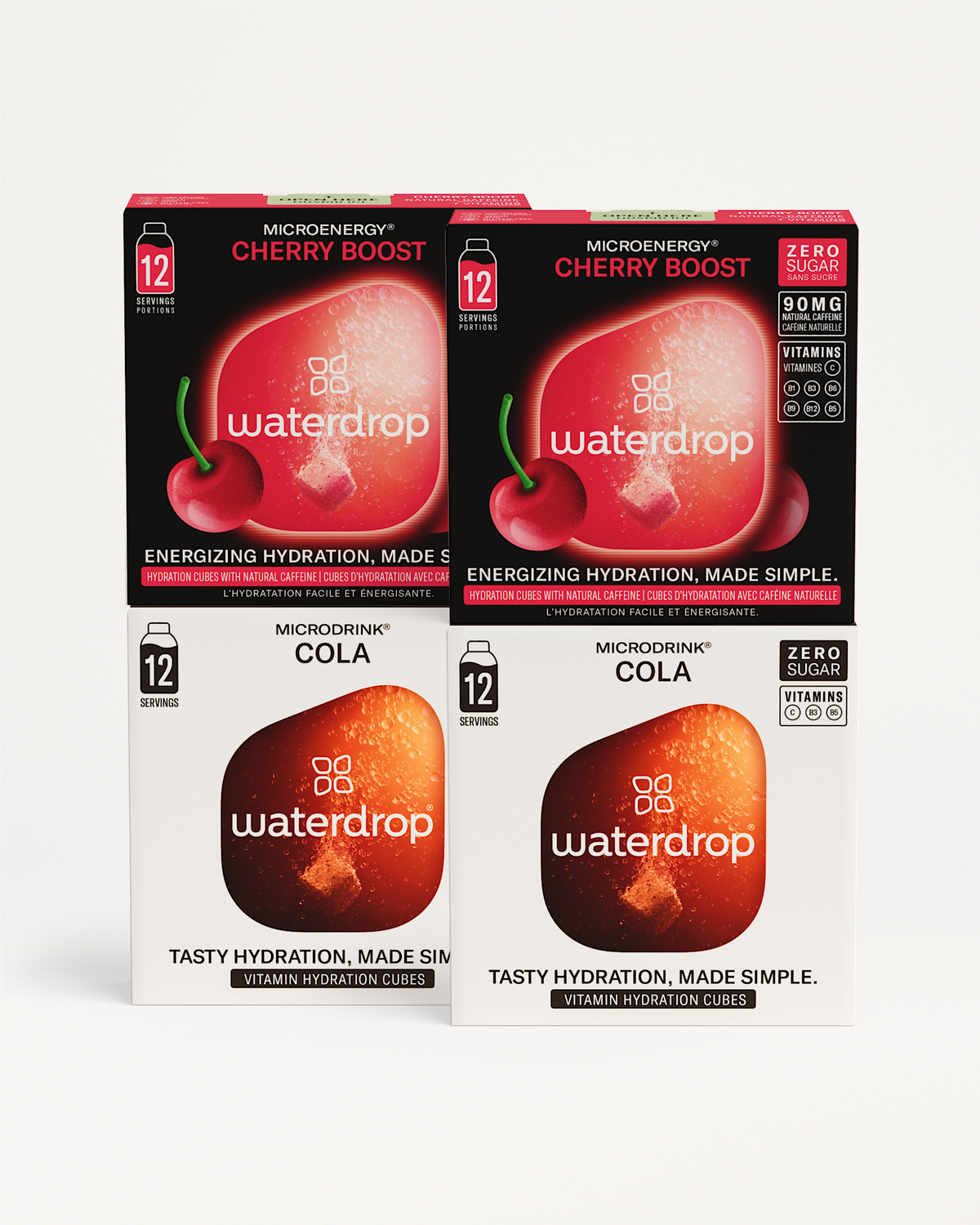 Best Of Cola Set: Waterdrop hydration cubes, Cherry Boost and Cola.