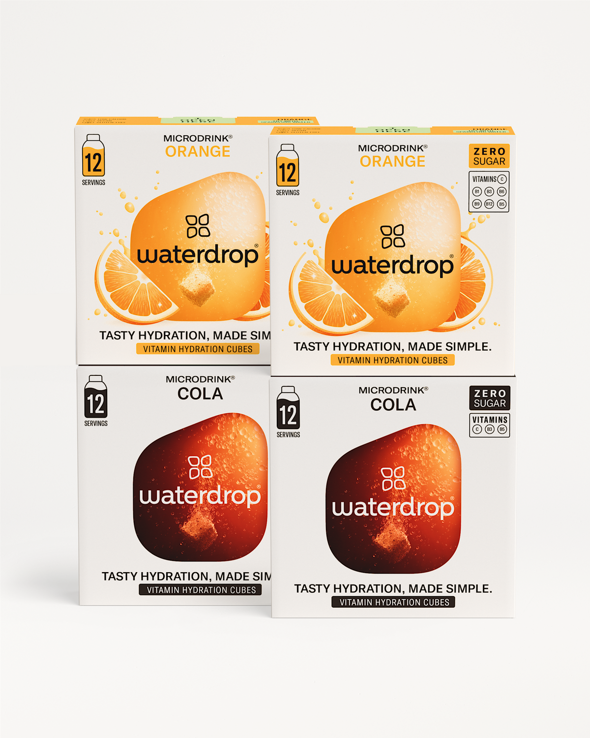 Cola Orange Set: Microdrink cubes, zero sugar, added vitamins.