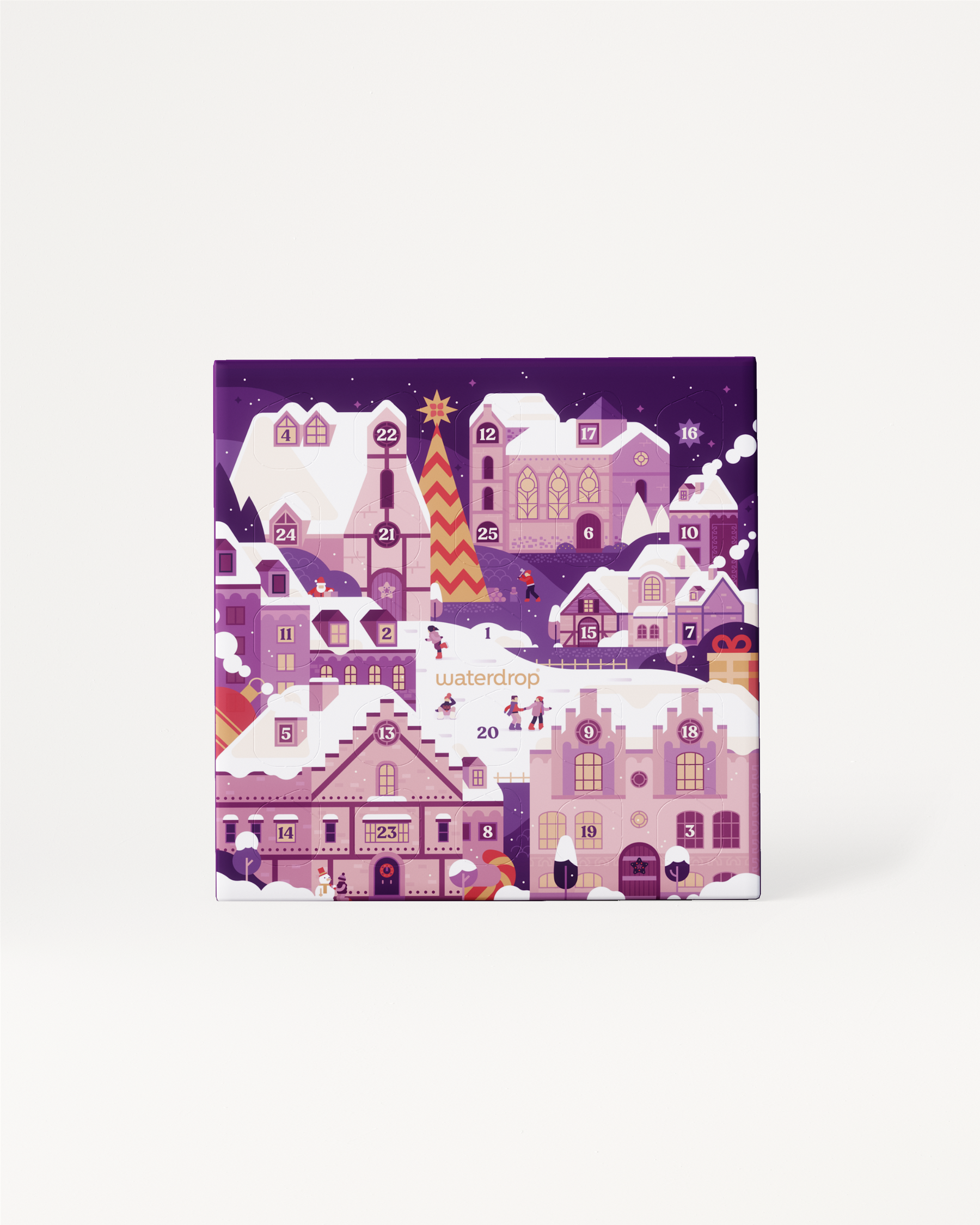 Advent Calendar Small featuring 25 fruity Microdrinks in a cityscape design, including Limited Editions; perfect for a festive hydration countdown.