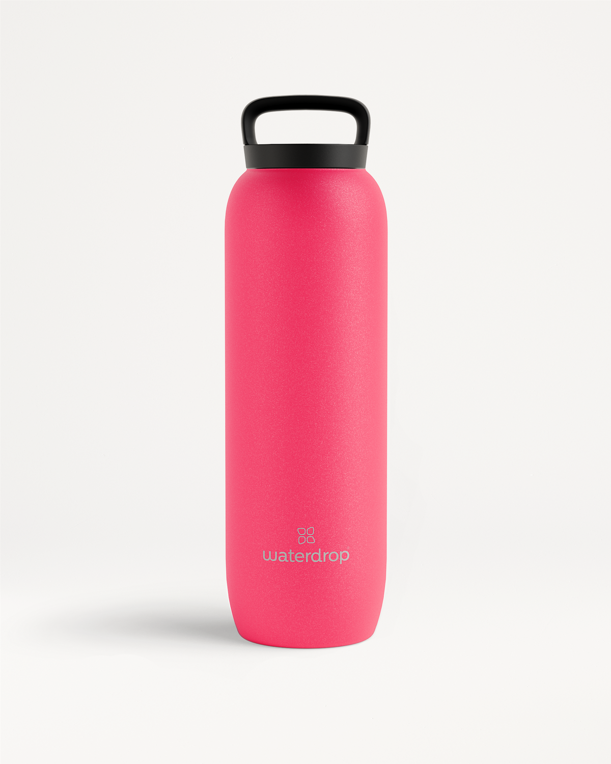 All-Purpose Thermo · Loop Lid: Pink water bottle with black thermal drinking lid, designed for keeping drinks cold for 24 hours and hot for 6 hours.