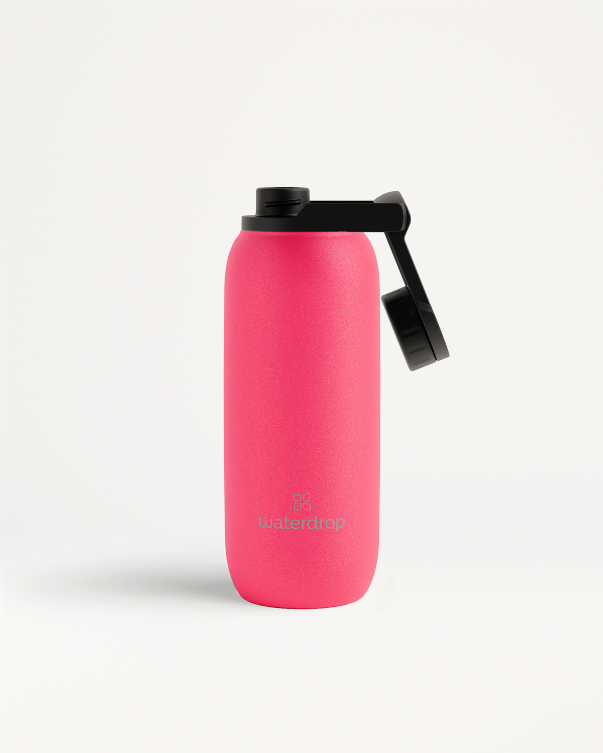 All-Purpose Thermo · Swing Lid: A pink water bottle with a black lid, designed for maintaining drink temperature with a vacuum-insulated build.