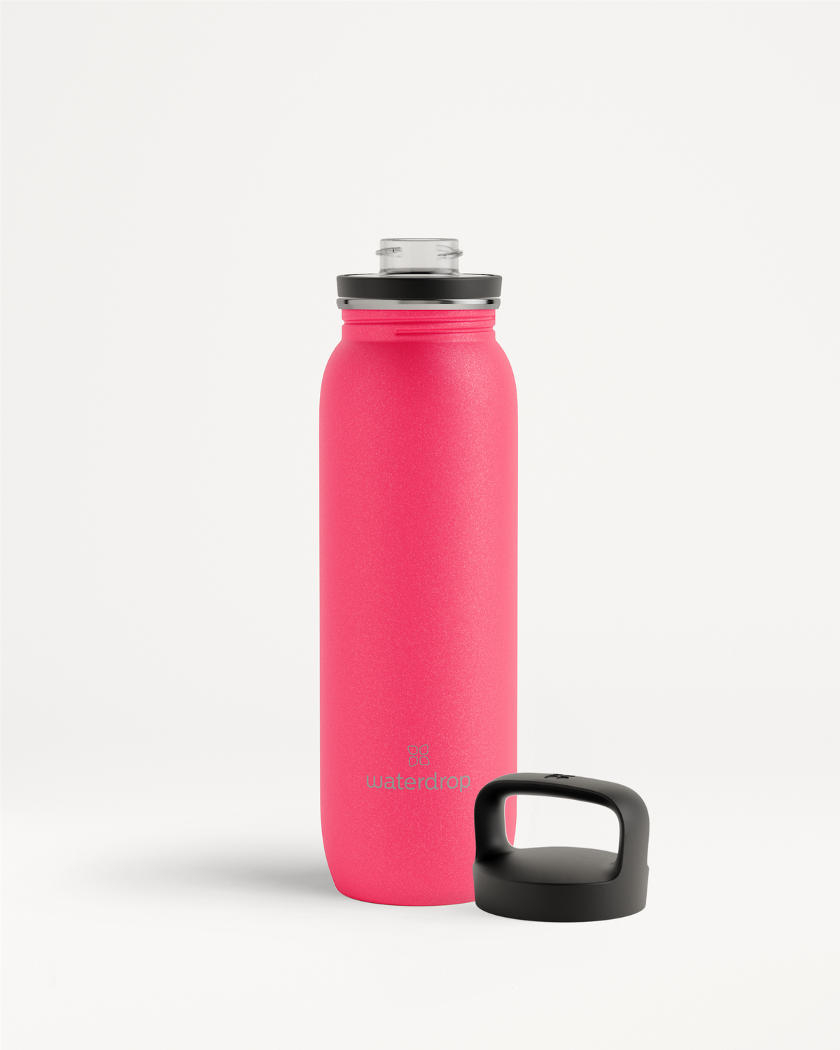 All-Purpose Ultralight · Spout Lid, pink water bottle with a black lid, designed for lightweight portability and easy hydration.