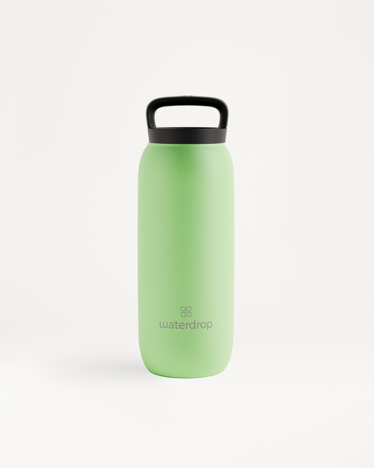 All-Purpose Thermo · Loop Lid, green stainless steel water bottle with black lid and handle, designed to keep drinks hot for 6 hours or cold for 24 hours.