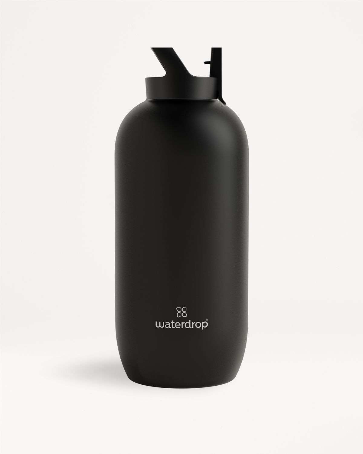 All-Purpose Thermo · Straw Lid: A black stainless steel water bottle with a straw lid, designed for keeping drinks ice-cold for up to 24 hours.