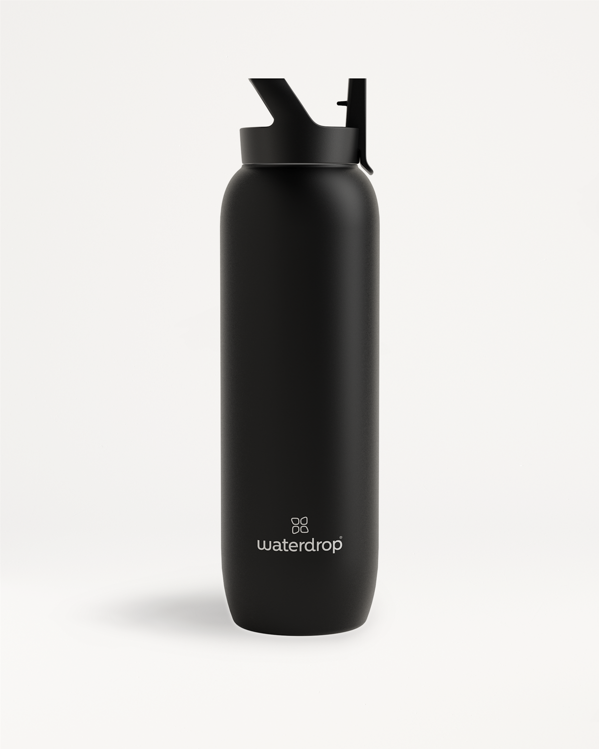 All-Purpose Thermo · Straw Lid - Black stainless steel water bottle with a large opening and straw lid for ice-cold drinks up to 24 hours.