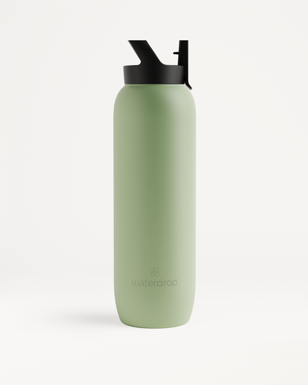 All-Purpose Thermo · Straw Lid: A double-walled stainless steel bottle with a black lid, designed for keeping drinks ice-cold for up to 24 hours.