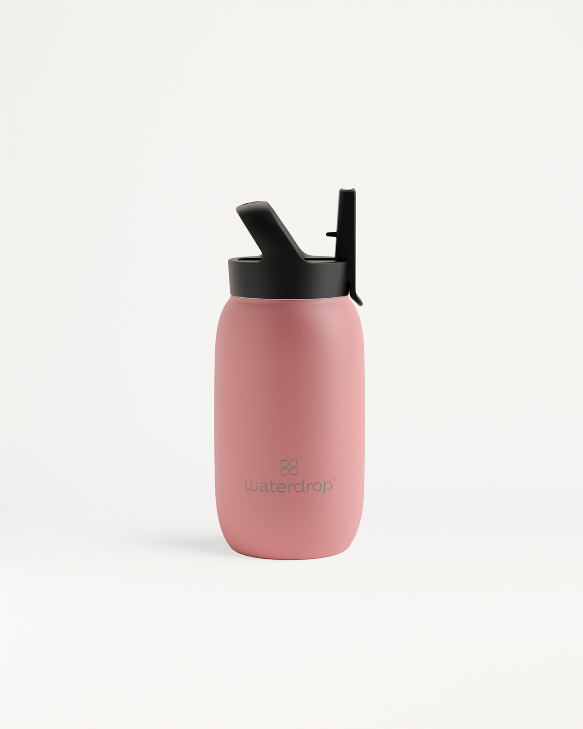 All-Purpose Thermo with Straw Lid, a pink, double-walled stainless steel water bottle designed to keep drinks cold for up to 24 hours.