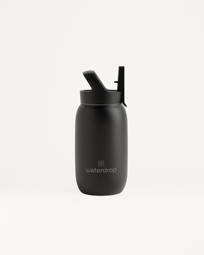 All-Purpose Thermo 路 Straw Lid, a double-walled stainless steel bottle with a large opening, designed to keep drinks cold for up to 24 hours.