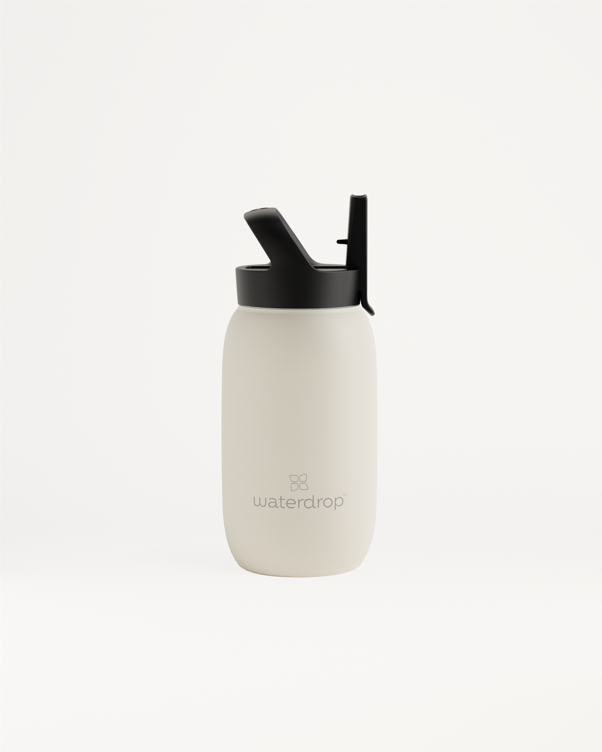 All-Purpose Thermo · Straw Lid: A white, double-walled stainless steel water bottle with a black lid designed to keep drinks ice-cold for up to 24 hours.