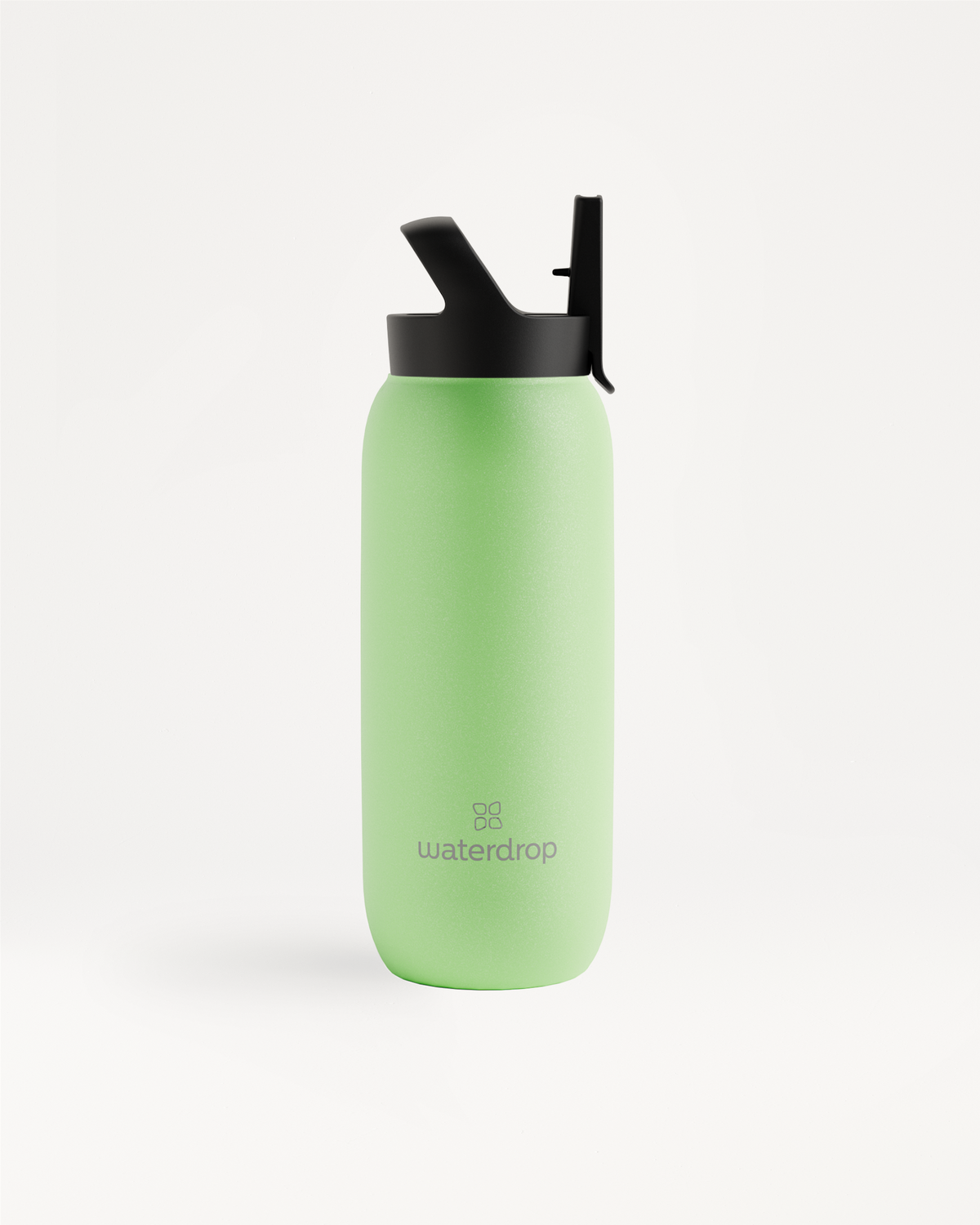 All-Purpose Thermo · Straw Lid: A green water bottle with a black lid designed for keeping drinks cold for up to 24 hours.