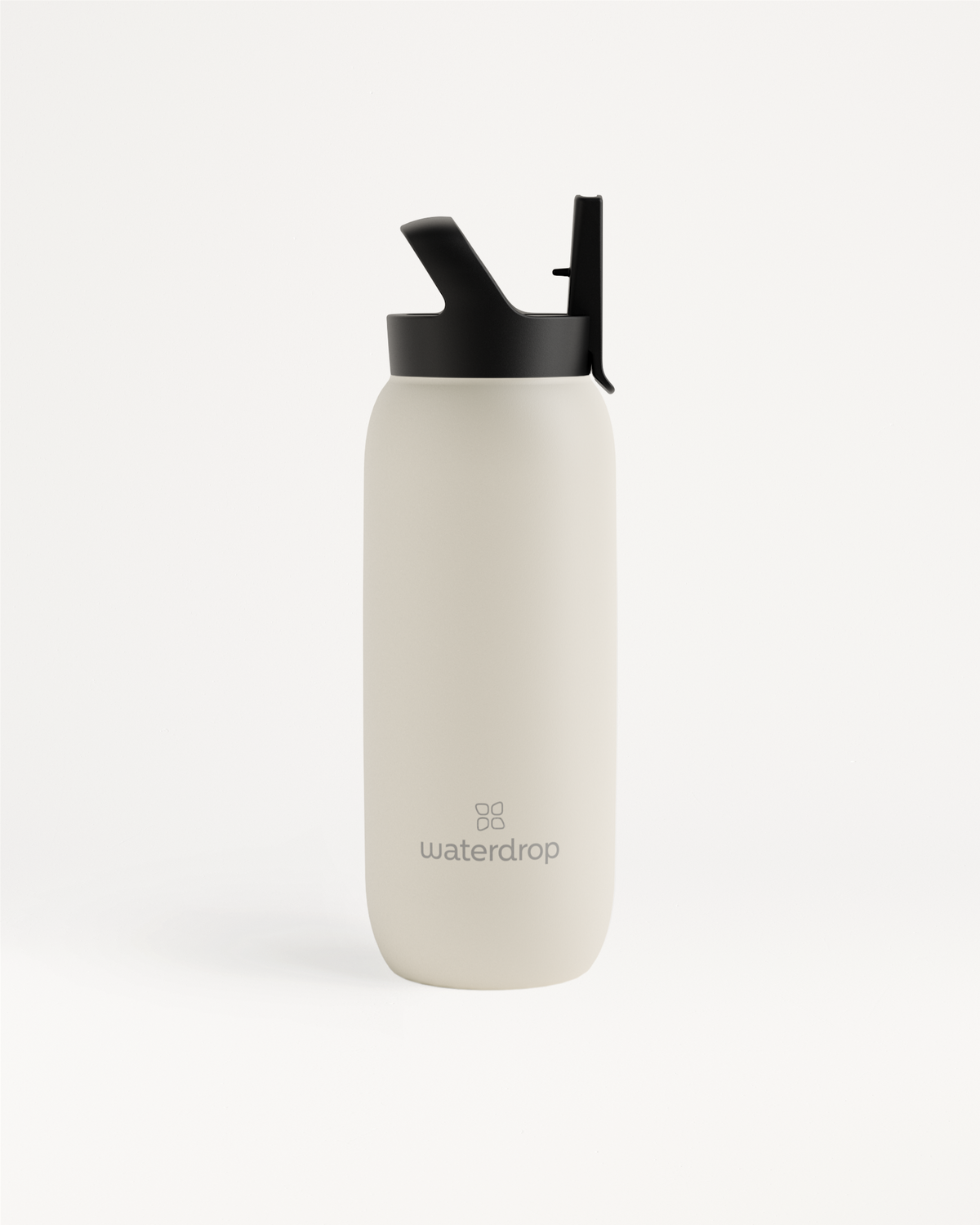 All-Purpose Thermo · Straw Lid, a double-walled stainless steel water bottle with a black lid, designed to keep drinks cold for 24 hours.