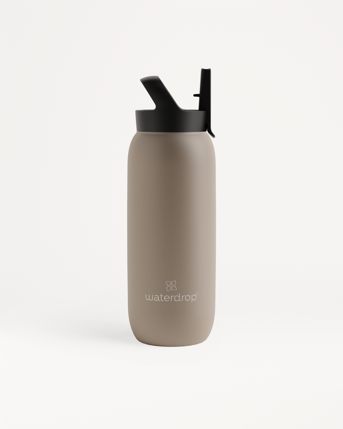 All-Purpose Thermo · Straw Lid: Double-walled stainless steel water bottle with a black straw lid, designed to keep drinks ice-cold for up to 24 hours.