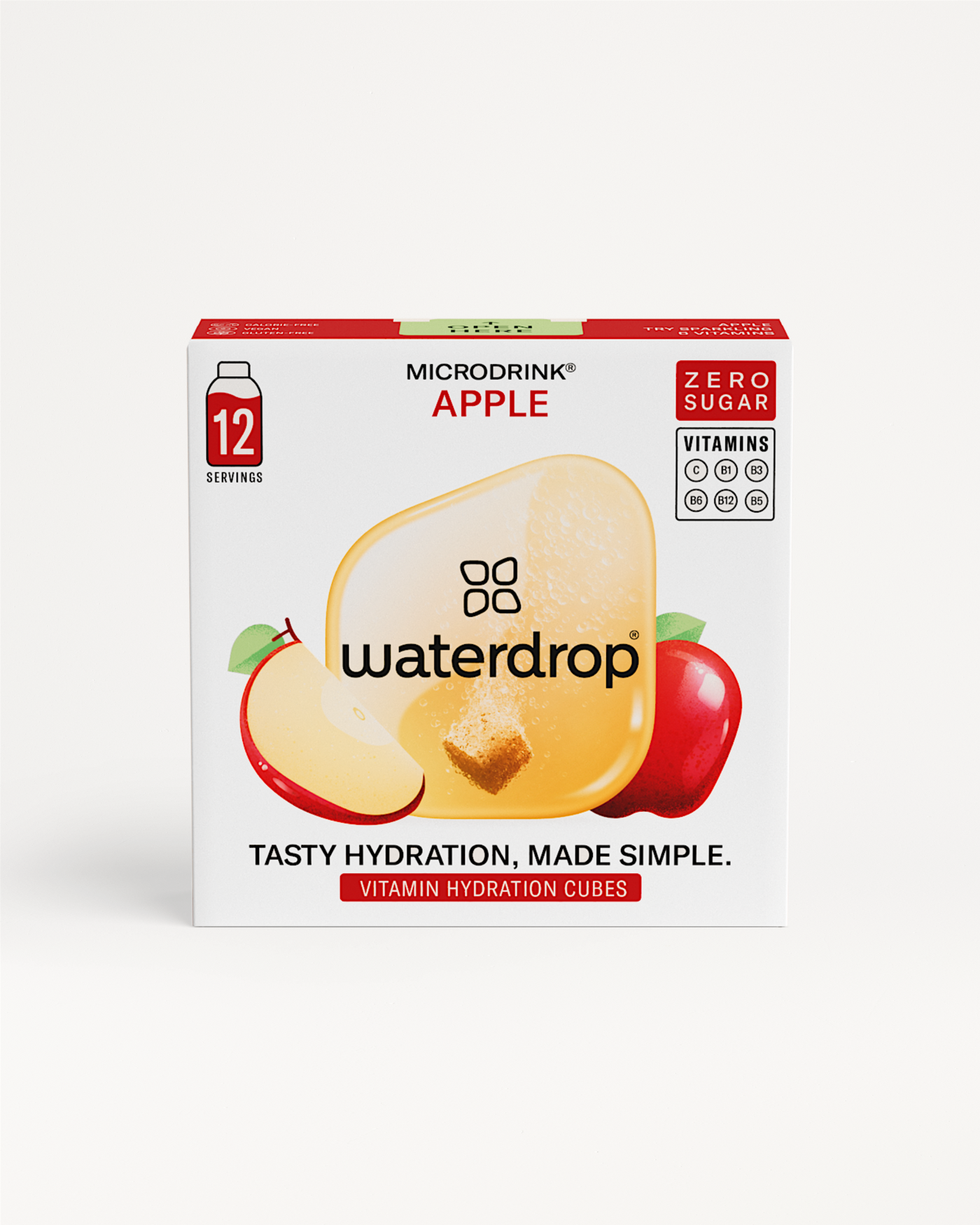 APPLE Microdrink: 12 sugar-free vitamin cubes for hydration.