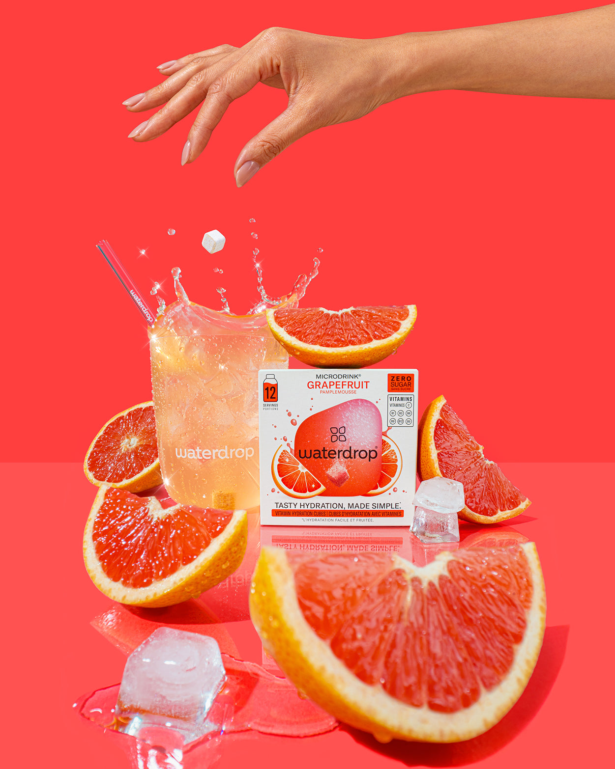 Deluxe Starter Set Glass with grapefruit microdrink and ice.