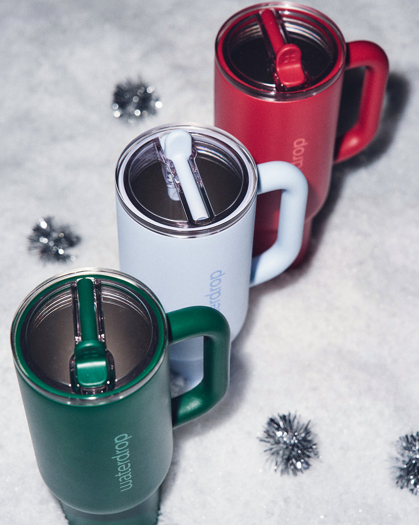 Christmas Explorer Thermo Tumbler with lid and straw.