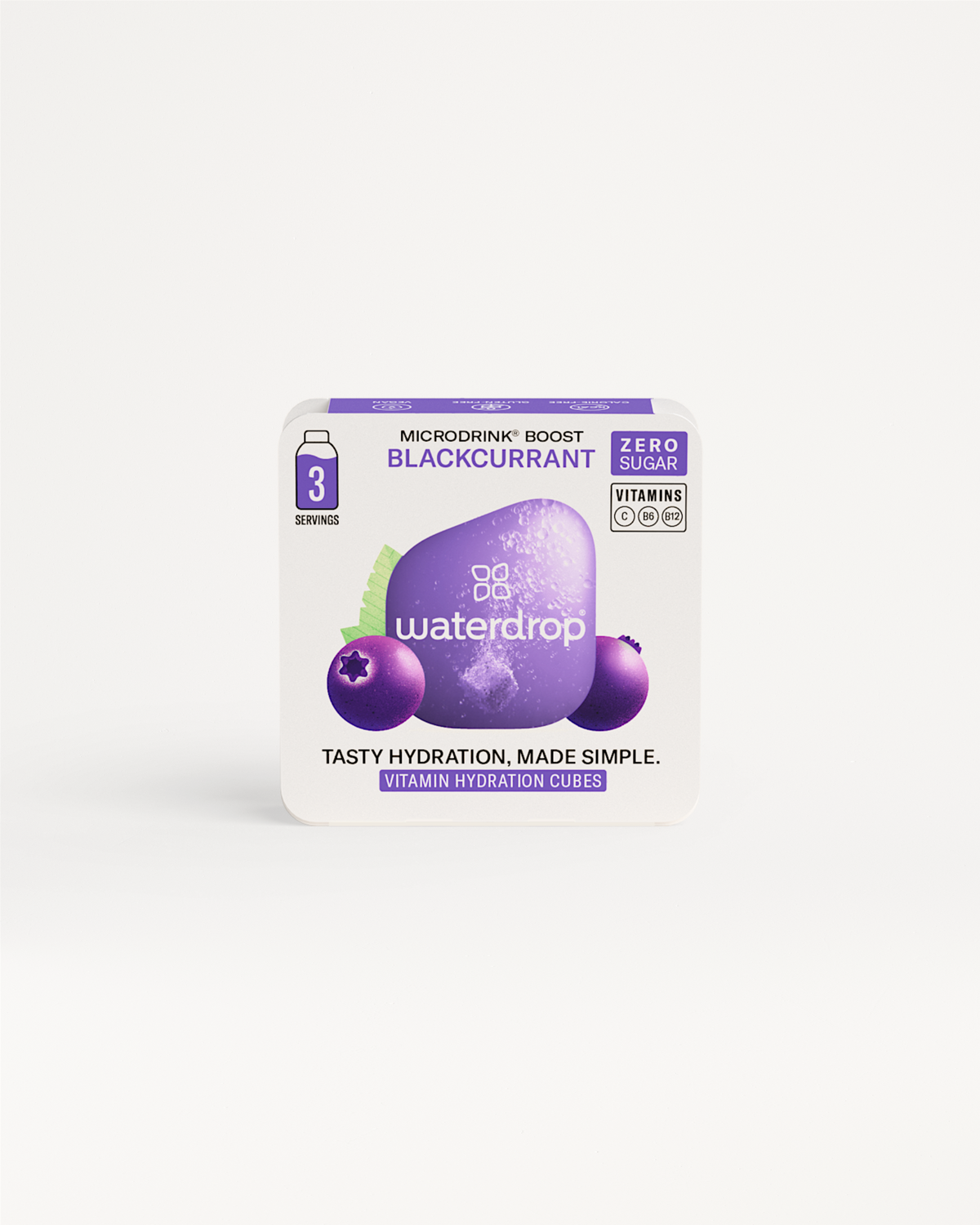 Choose your Flavour: Microdrink Boost, Blackcurrant, 3 servings, vitamin-enriched.