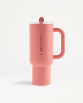 Explorer Thermo Tumbler with handle and flip-open straw.