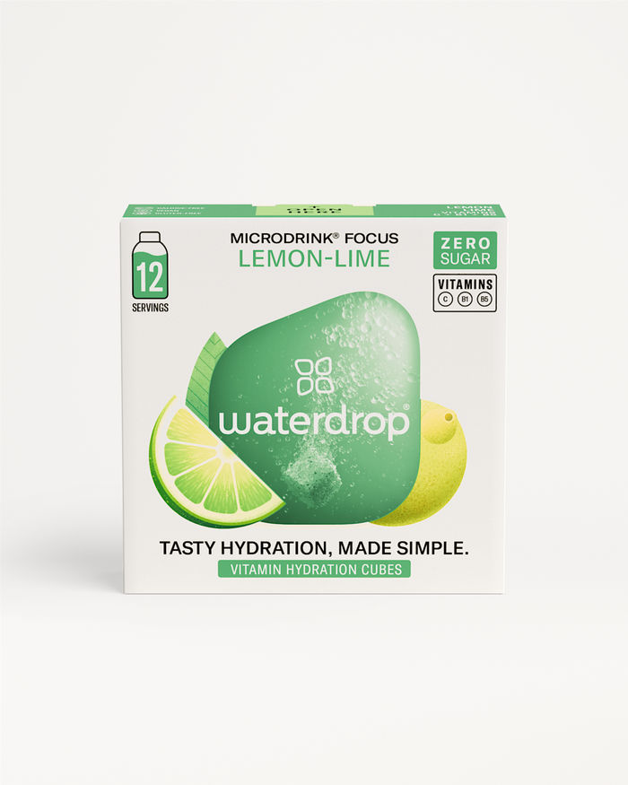 Microdrink® Focus Lemon-Lime vitamin cubes, sugar-free, 12 servings.