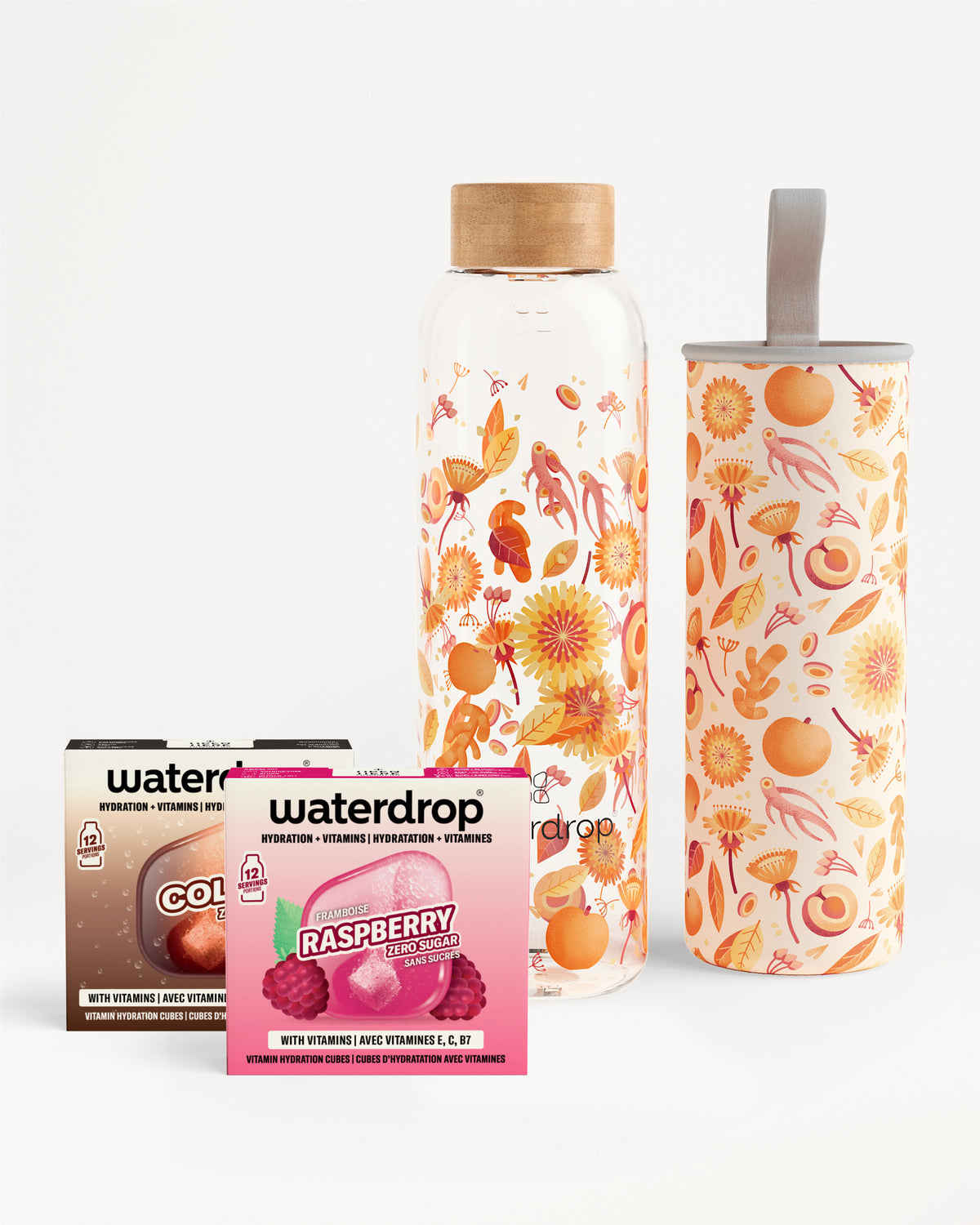 Edition Glass Microdrink Set with hydration cubes.