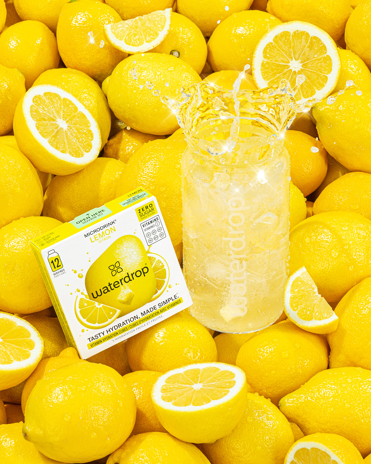 Frosted Limola Set with lemon water and cubes.