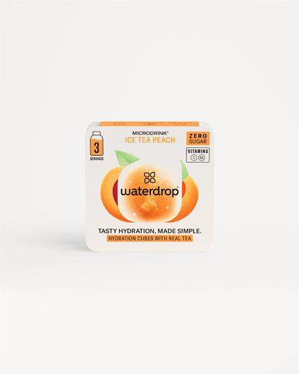 Choose your Flavour: Peach Iced-Tea Microdrink, zero sugar, vitamins.