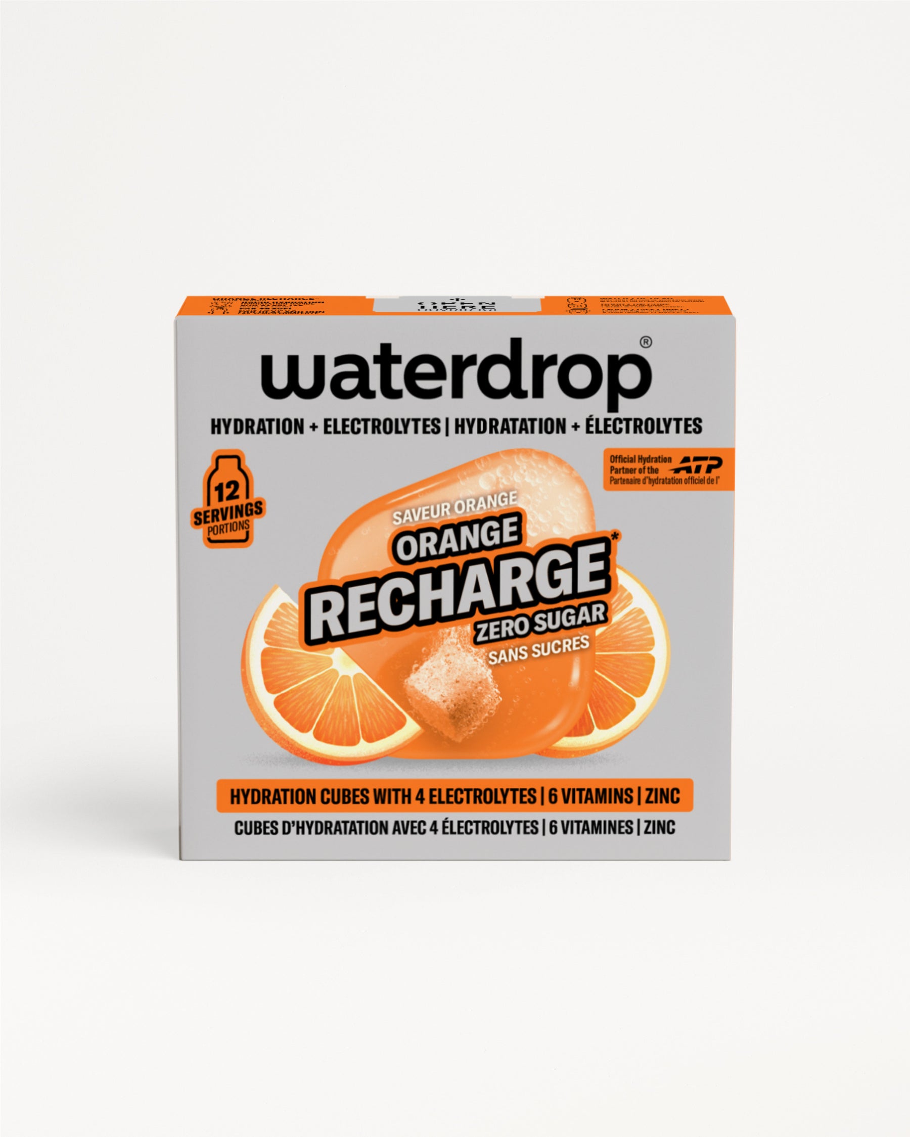 Waterdrop ORANGE RECHARGE hydration cubes box.