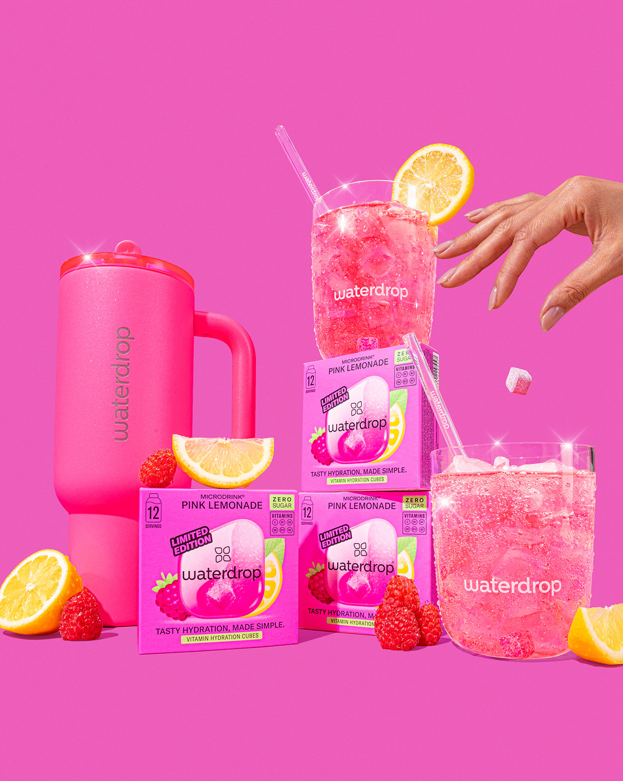Naughty or Nice Hydration Set with Pink Lemonade cubes.