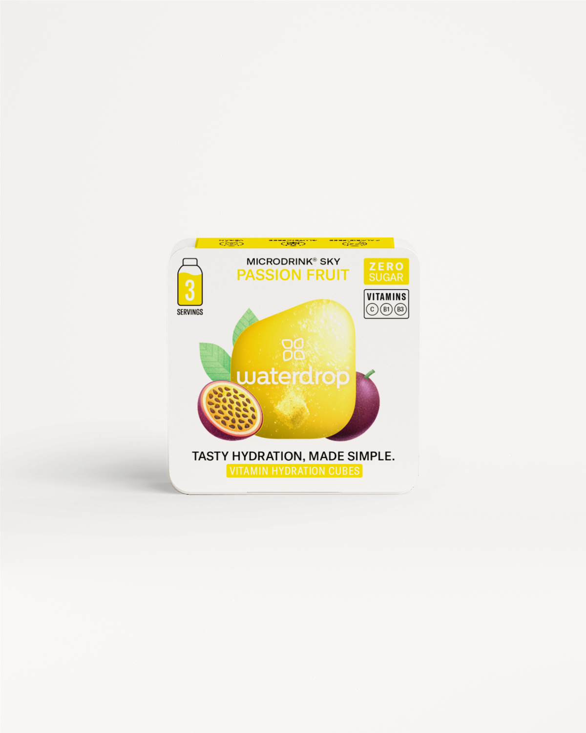 Choose your Flavour: Waterdrop Sky Passion Fruit hydration cubes.