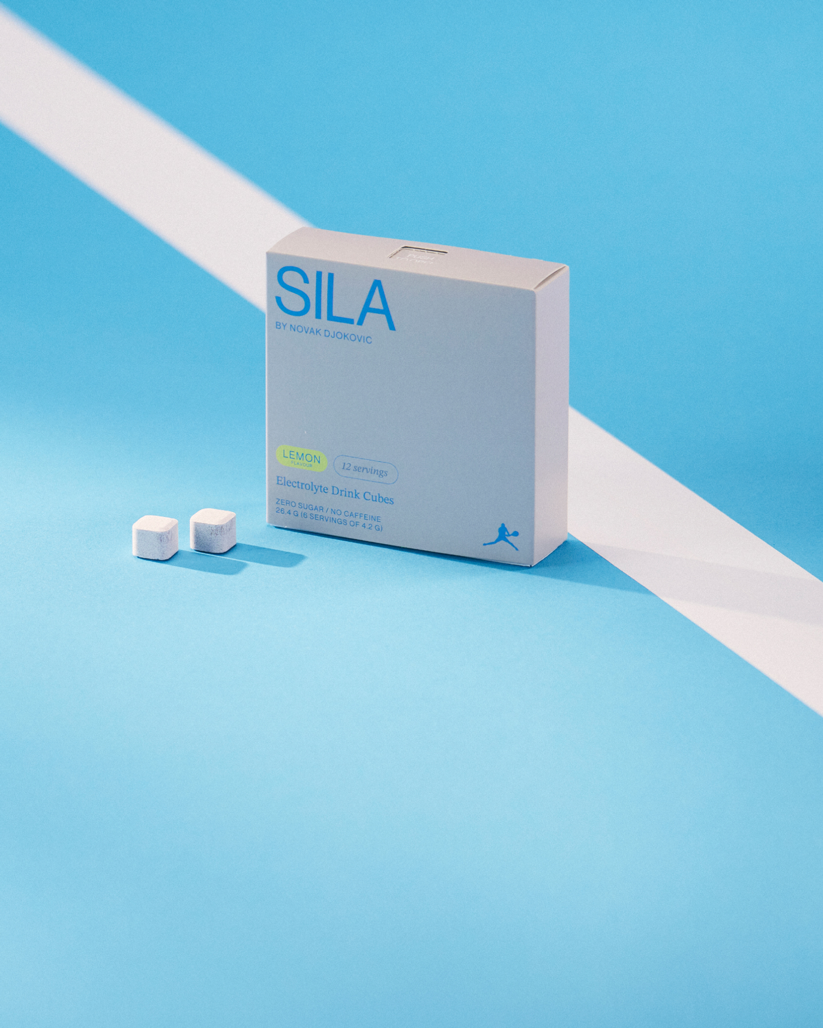 SILA Lemon high-electrolyte cubes in a white box, designed for optimal hydration and recovery.