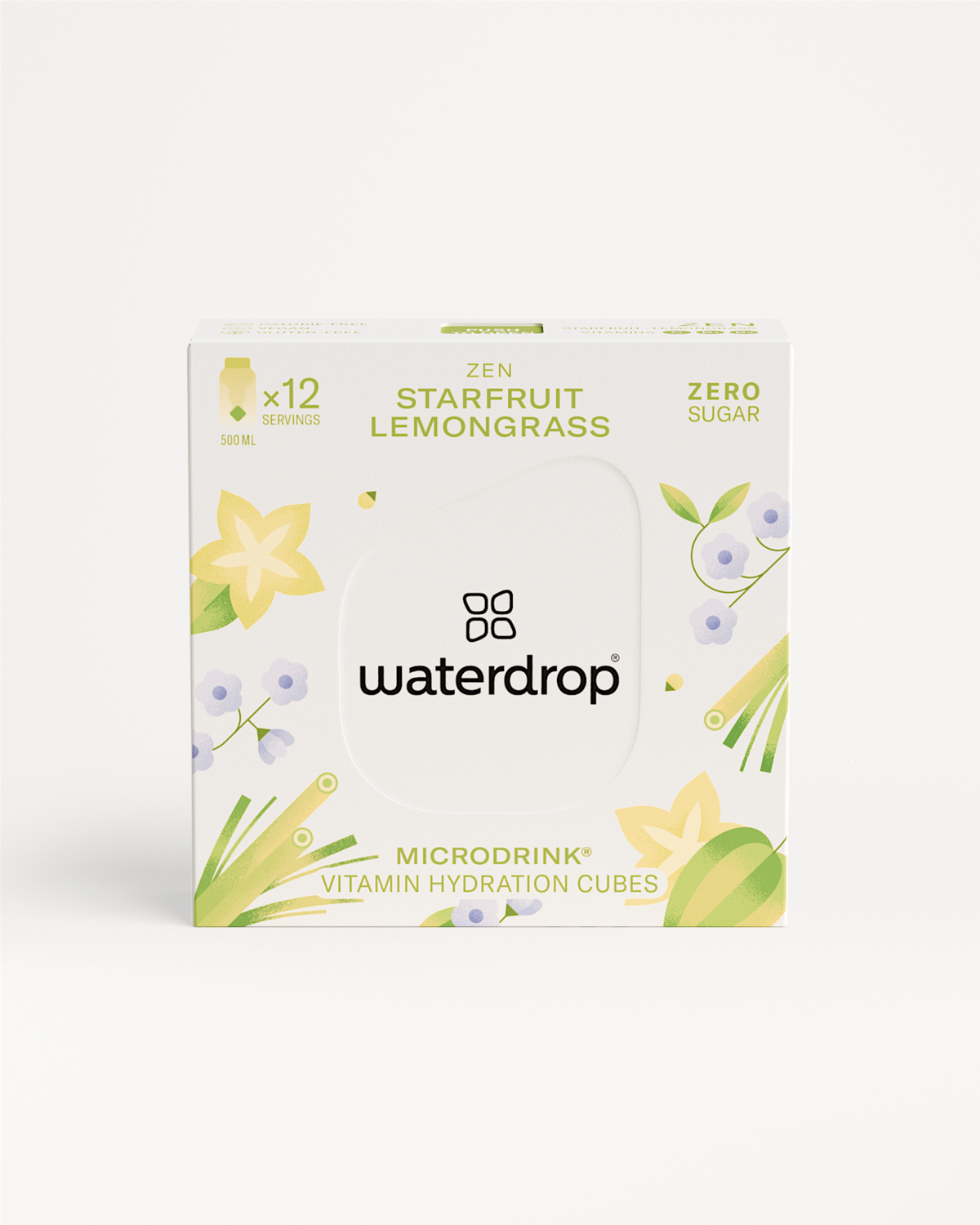 STAR FRUIT box featuring a black text design with a yellow flower and green leaves, highlighting the lemongrass and white tea blend.