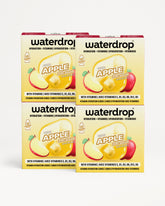 Four apple-flavored Waterdrop sachets arranged in a 2x2 grid.