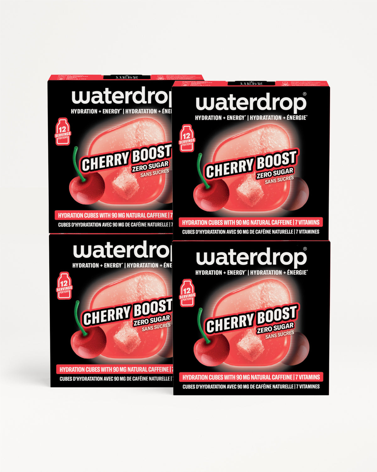 Four Waterdrop Cherry Boost boxes arranged in a 2x2 grid.