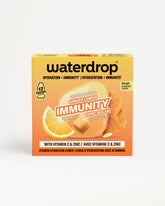 Orange Waterdrop immunity box with lemon and ginger imagery.