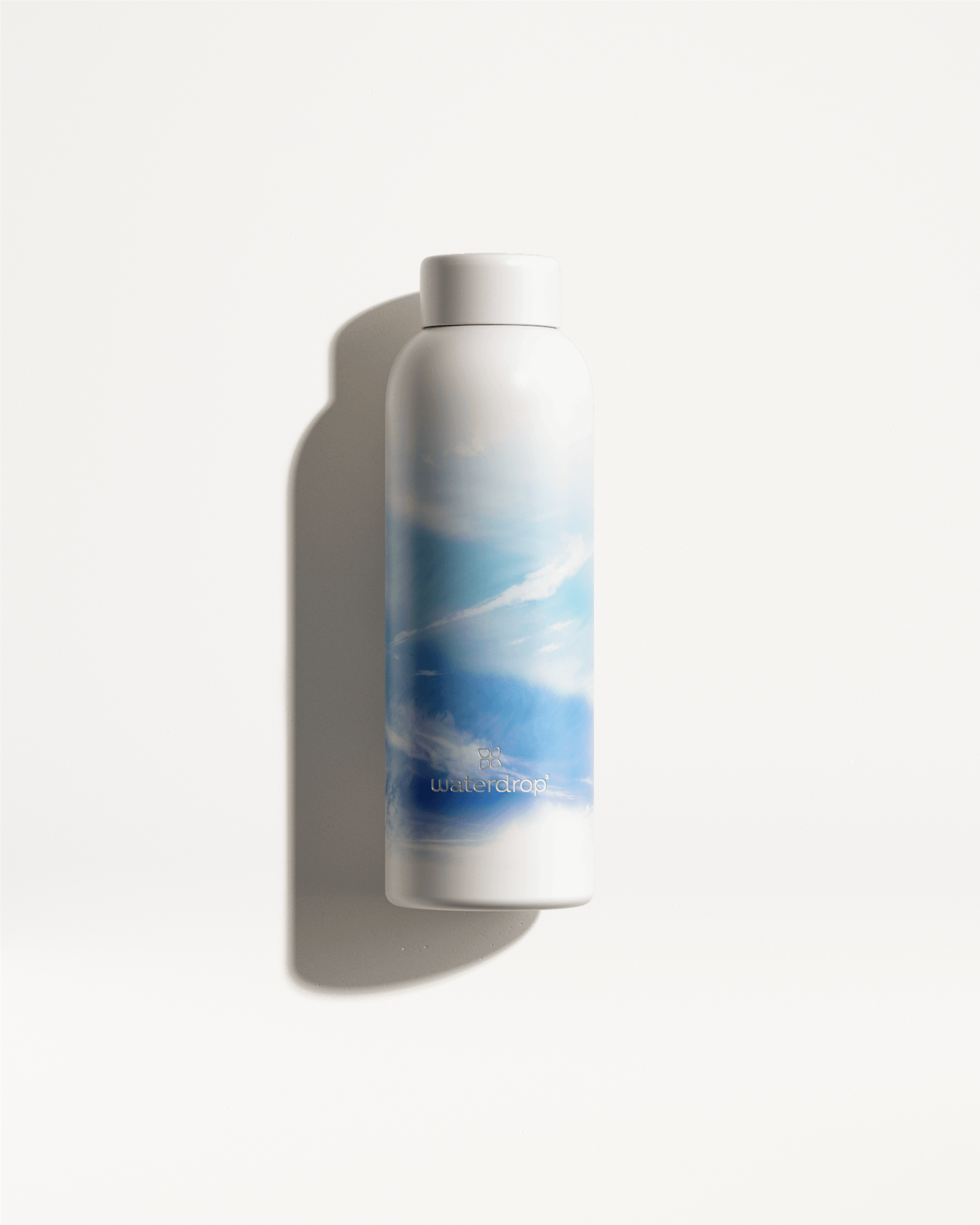 SKY Steel Horizon Bottle, high-quality stainless steel with a blue and white design, featuring a limited edition heavenly theme.