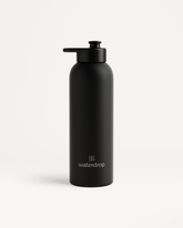 Thermo Steel Bottle · Pull-Up Cap by waterdrop® with logo.