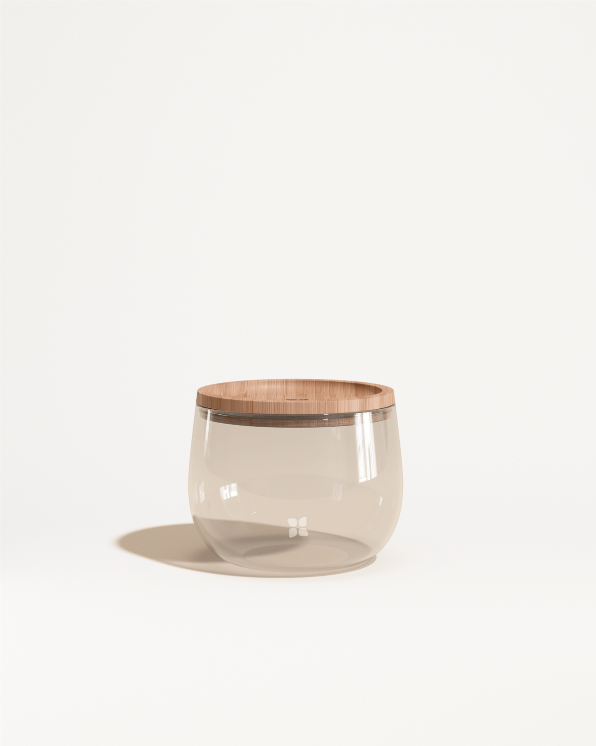 Glass container with a wooden lid, part of a stackable set, ideal for practical storage and keeping favorite fruits visible.